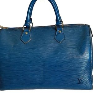 Louis Vuitton SPEEDY 30 Blue Epi Leather 1992 Vintage AS IS